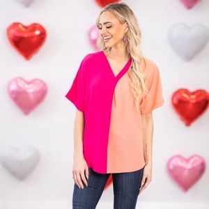 Haptics | Color Block V Neck Top